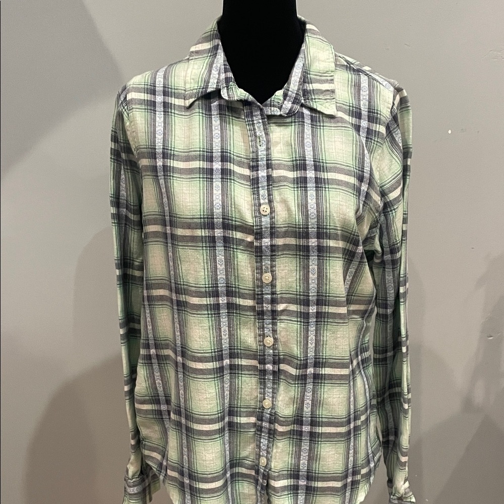 Plaid women’s button front Shirt - Green and blue large by mossimo
